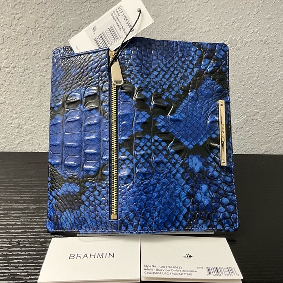 Brahmin Adelle Slim Wallet BLUE VIPER OMBRÉ MELBOURNE Leather RARE HTF - Picture 5 of 7
